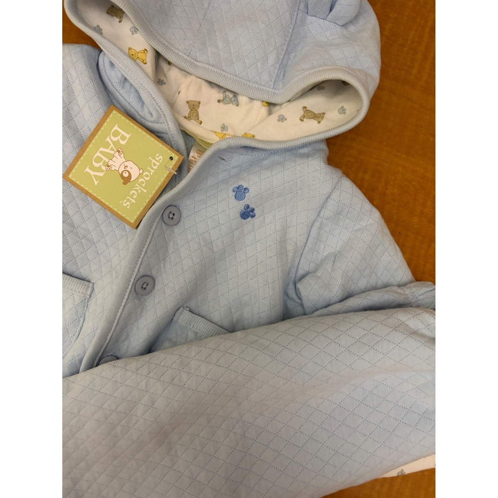 VTG Sprockets Baby Blue Quilted Hooded Jacket and Pants Set Y2K Bear Ears NWT
